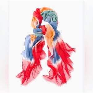 Chicos Patchwork Striped Scarf Only Size Artsy Lagenlook Lightweight Multicolor